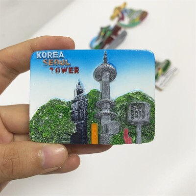 Veľkoobchodné magnety na chladničku, ručne maľované magnetické nálepky na chladničku, Kórea, Soul, ostrov Jeju, turistické suveníry, magnetické prispôsobenie