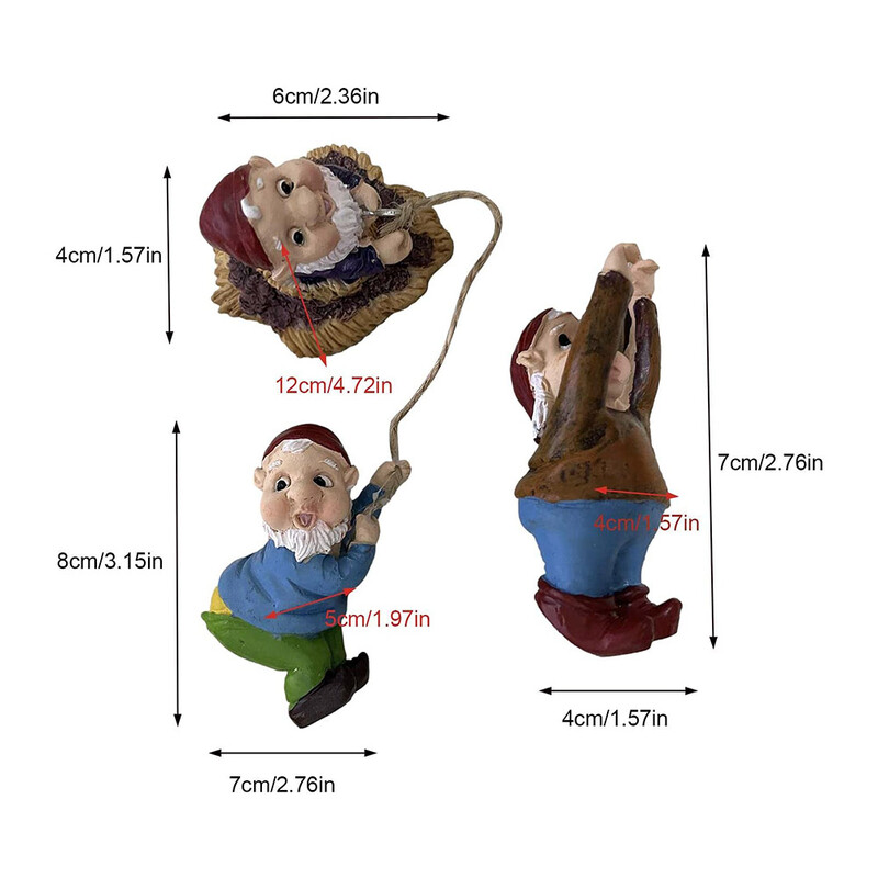 Kreslený trpaslík Elf Gnome Lezecký strom Socha Sochy Socha Gnome Umenie Socha Záhradná Ornament Domáca Záhradná Socha Dekorácia