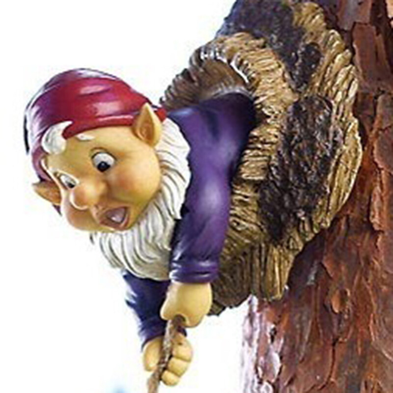 Kreslený trpaslík Elf Gnome Lezecký strom Socha Sochy Socha Gnome Umenie Socha Záhradná Ornament Domáca Záhradná Socha Dekorácia