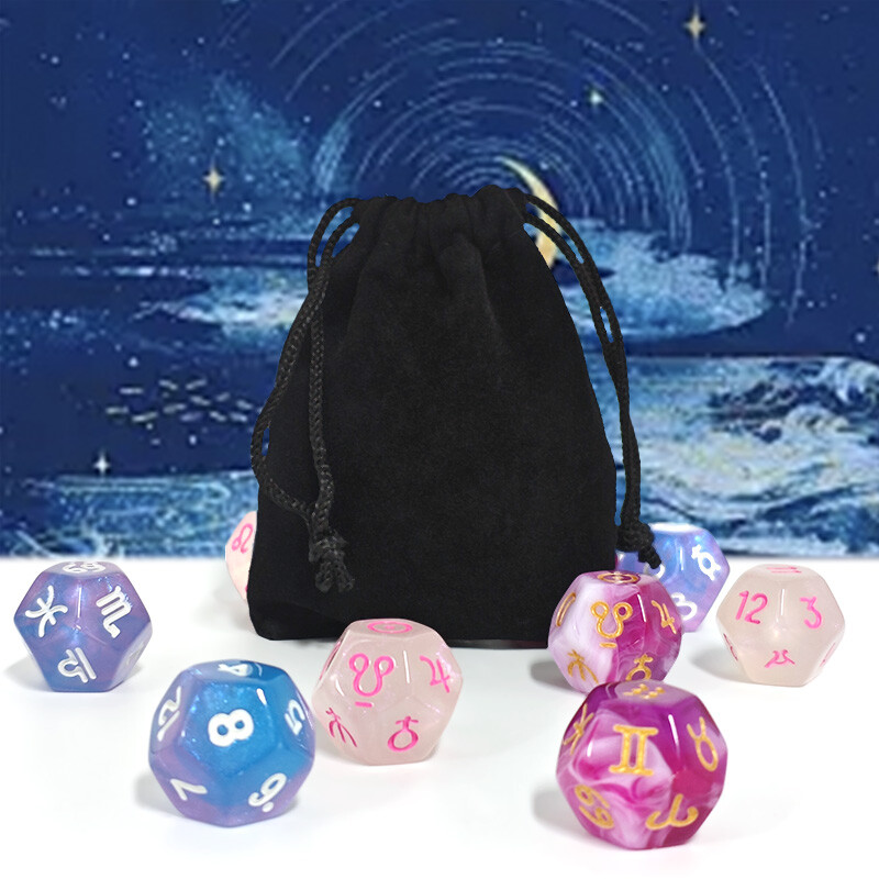 9 kusov/sada astrologických kociek, akrylových D12, zábavných hračiek, polyedrických kociek pre párty, kartovú hru, stolovú hru, stolovú hru
