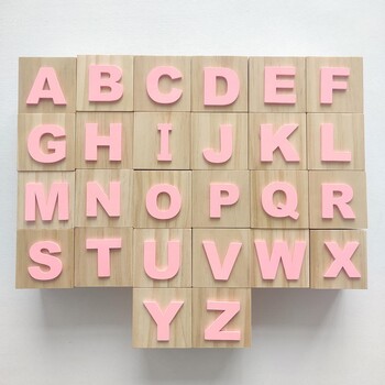 Alphabet Craft Chic Ελαφρύ μπλοκ αλφαβήτου Small 26 Αγγλικά αλφάβητο ξύλινο μπλοκ παιδικό παιχνίδι διακόσμηση γάμου