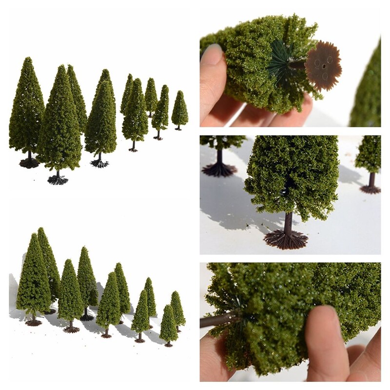 10 ks mini stromček DIY scénický model ornament pieskový stôl materiál veža borovica vianočný stromček zelená krajina borovica model