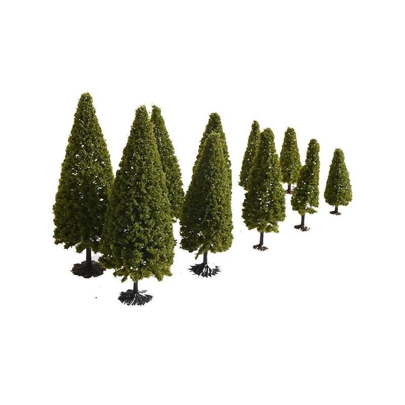 10 ks mini stromček DIY scénický model ornament pieskový stôl materiál veža borovica vianočný stromček zelená krajina borovica model