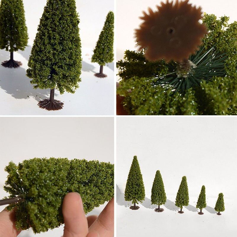 10 ks mini stromček DIY scénický model ornament pieskový stôl materiál veža borovica vianočný stromček zelená krajina borovica model
