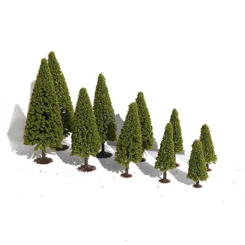 10 ks mini stromček DIY scénický model ornament pieskový stôl materiál veža borovica vianočný stromček zelená krajina borovica model