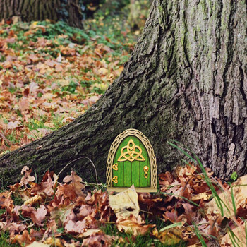 Elf Fairy Garden Door for Tree Home Miniature Fairytale Tiny House Doors Sculpture Mini Παιδικό Δώρο 3D Διακόσμηση Πόρτας Κήπου με δέντρο