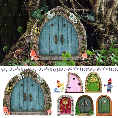 Elf Fairy Garden Door for Tree Home Miniature Fairytale Tiny House Doors Sculpture Mini Παιδικό Δώρο 3D Διακόσμηση Πόρτας Κήπου με δέντρο