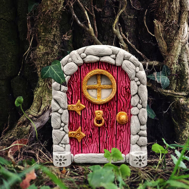 Záhradné dvere škriatkov do rozprávky pre stromčekový domček, miniatúrne rozprávkové drobné domčekové dvere, socha, mini darček pre deti, 3D záhradné dekorácie na stromčekové dvere.