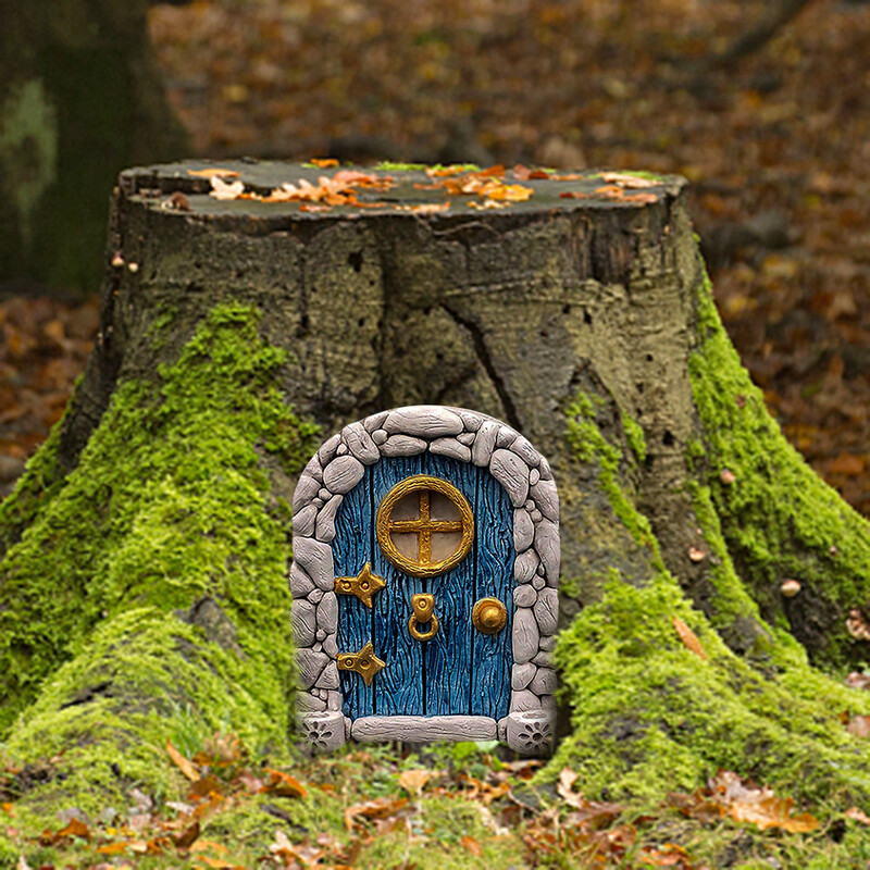 Záhradné dvere škriatkov do rozprávky pre stromčekový domček, miniatúrne rozprávkové drobné domčekové dvere, socha, mini darček pre deti, 3D záhradné dekorácie na stromčekové dvere.