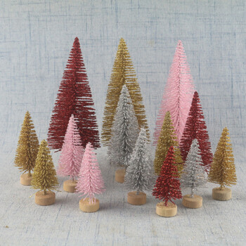 8 ΤΕΜ Χριστουγεννιάτικα Μίνι Δέντρα Mix Size Fake Glitter Trees για Χριστουγεννιάτικα στολίδια τραπεζιού σπιτιού Διακοσμήσεις επιφάνειας εργασίας Noel Party