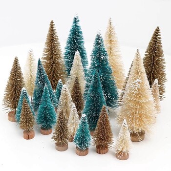 8 ΤΕΜ Χριστουγεννιάτικα Μίνι Δέντρα Mix Size Fake Glitter Trees για Χριστουγεννιάτικα στολίδια τραπεζιού σπιτιού Διακοσμήσεις επιφάνειας εργασίας Noel Party