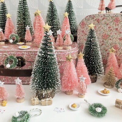 8 DB karácsonyi minifák vegyes méretű hamis csillogó fák karácsonyi otthoni asztaldíszekhez Noel Party asztali díszek