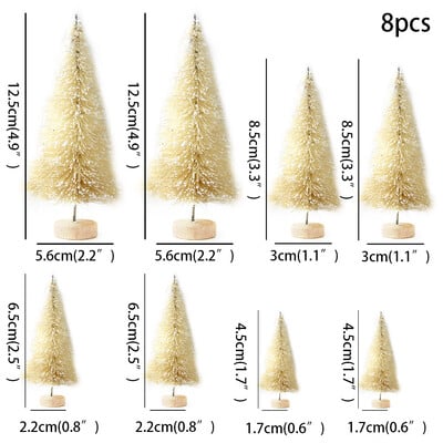 8 bucăți mini brazi de Crăciun cu dimensiuni amestecate de copaci falși cu sclipici pentru decorațiuni de masă pentru acasă de Crăciun, ornamente pentru petrecerea de Noel, decorațiuni de birou