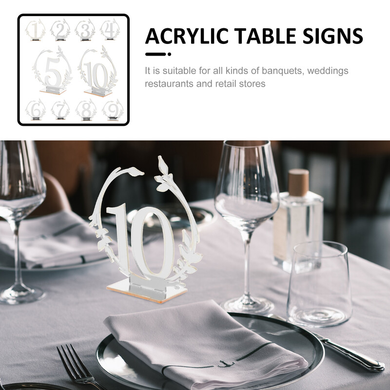 10 db Jelzőtábla Rendszámtábla Kerek Étkezés Esküvő Helykártyatartó Akril táblák
