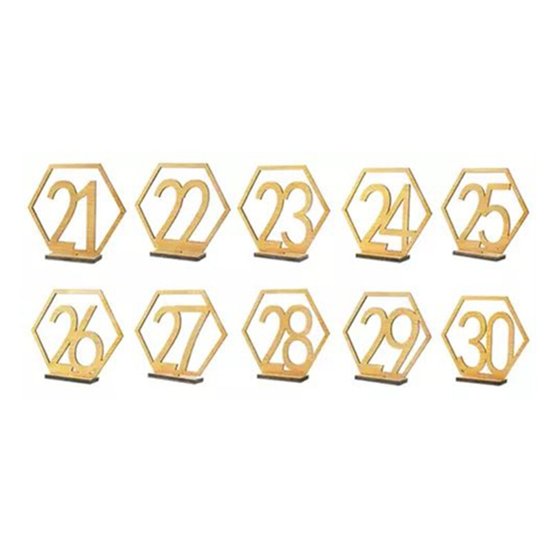 Fából készült asztali számtábla hatszögletű számtábla eljegyzés esküvői partihoz ülésszámtábla rendezvény dekorációs kellékei lakberendezés