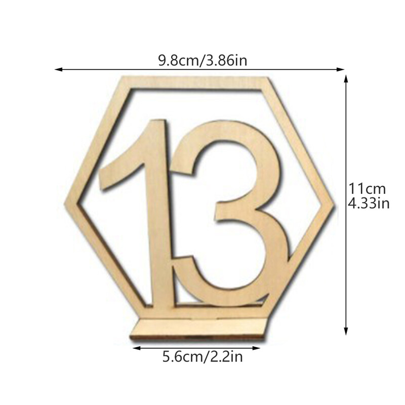Fából készült asztali számtábla hatszögletű számtábla eljegyzés esküvői partihoz ülésszámtábla rendezvény dekorációs kellékei lakberendezés