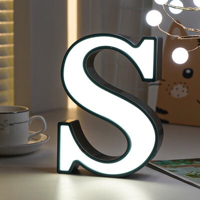 Biele LED svietiace písmená abecedy, svadobné označenie, nočné svetlá, DIY lampa, domáci klub, párty, vianočná dekorácia 2024