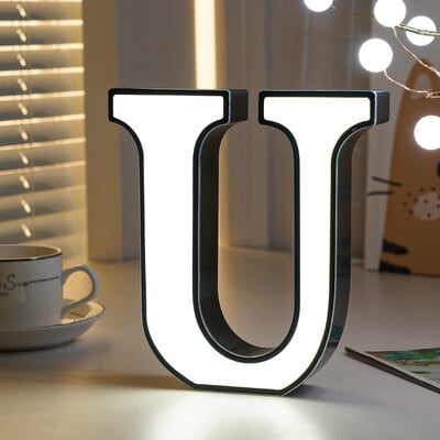 Biele LED svietiace písmená abecedy, svadobné označenie, nočné svetlá, DIY lampa, domáci klub, párty, vianočná dekorácia 2024
