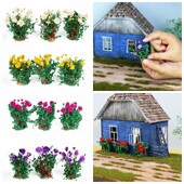 3 db Virágfürt Virág Növényzet Csoportok Miniatűr cserjék Bokrok Fűcsomók barkács építészethez Épületmodell