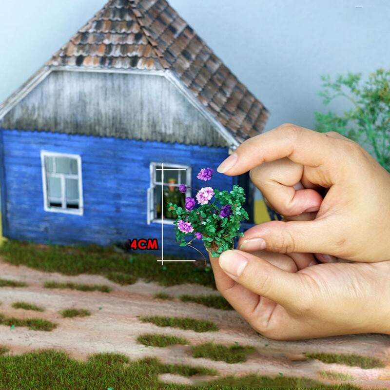 3 db Virágfürt Virág Növényzet Csoportok Miniatűr cserjék Bokrok Fűcsomók barkács építészethez Épületmodell