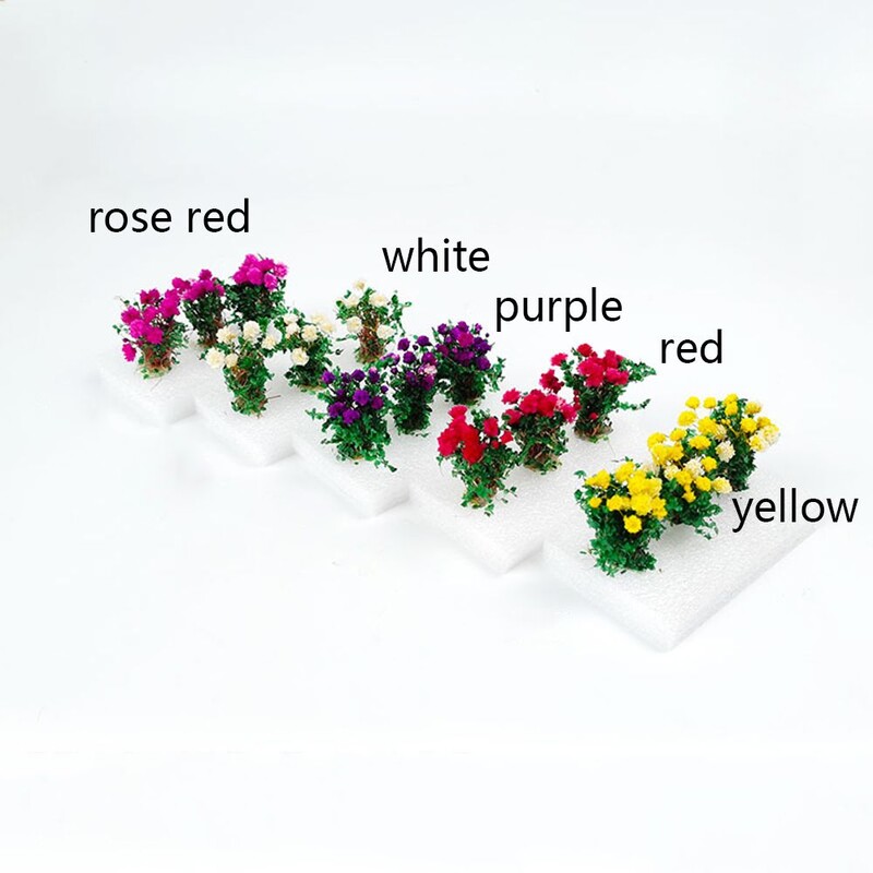3 db Virágfürt Virág Növényzet Csoportok Miniatűr cserjék Bokrok Fűcsomók barkács építészethez Épületmodell