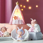 Kawaii Dekorácie do detskej izby Figúrky Interiérová soška anjela Doplnky do detskej izby Dievčenská rozprávková záhradná dekoratívna figúrka Dekorácia