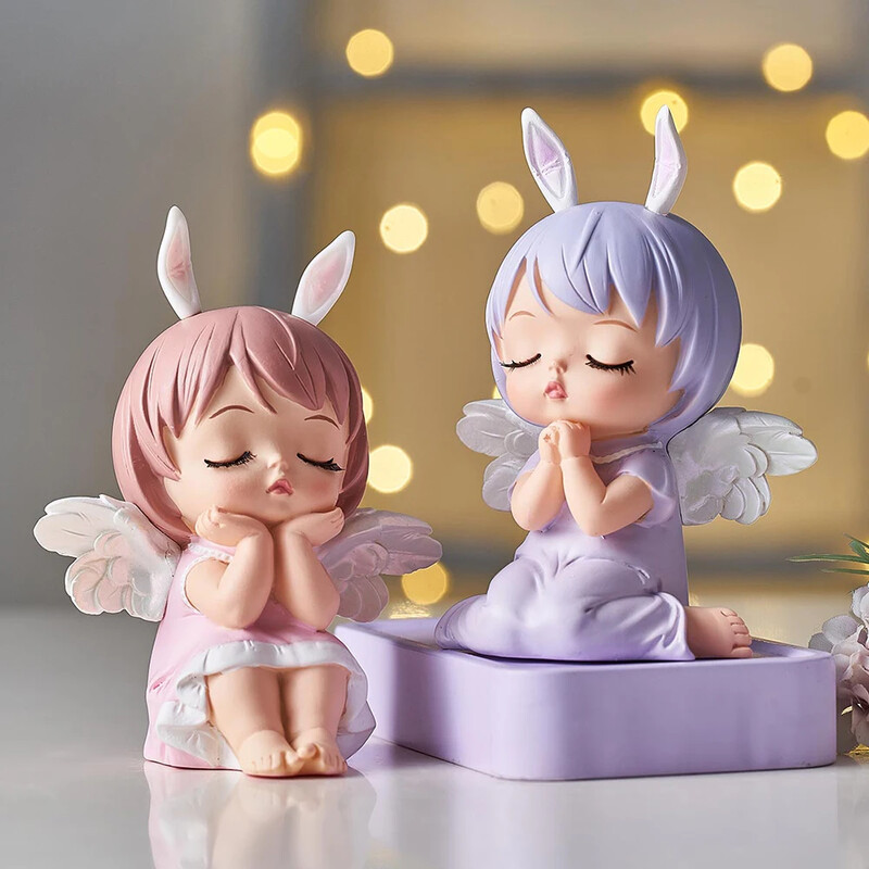 Kawaii Dekorácie do detskej izby Figúrky Interiérová soška anjela Doplnky do detskej izby Dievčenská rozprávková záhradná dekoratívna figúrka Dekorácia