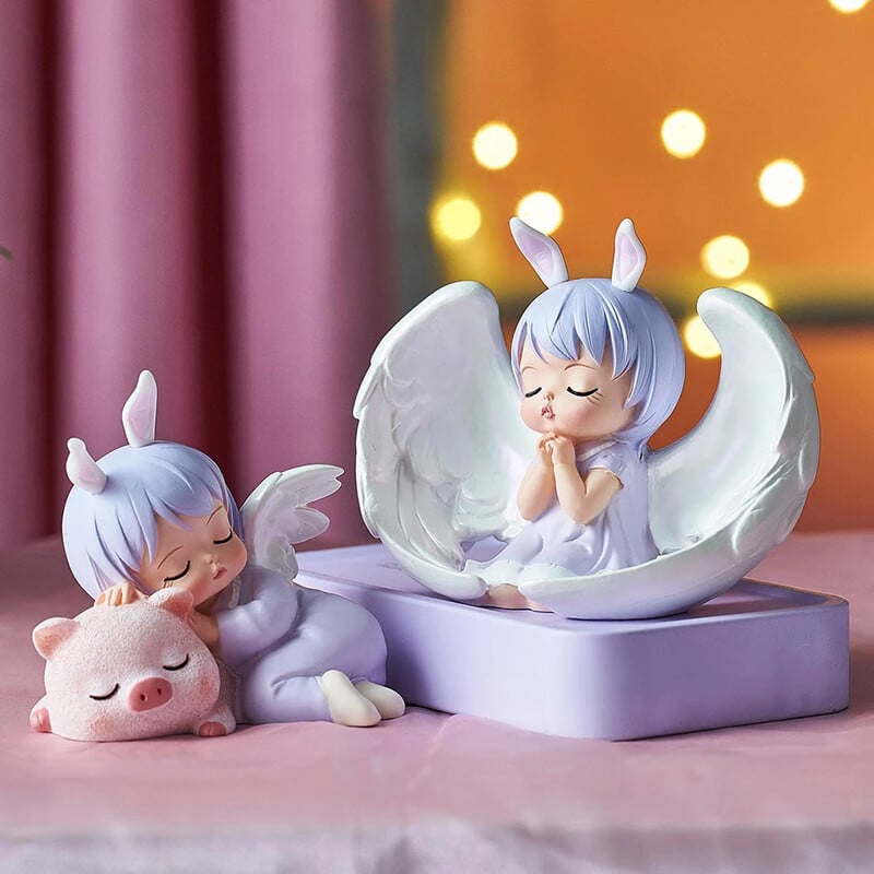 Kawaii Dekorácie do detskej izby Figúrky Interiérová soška anjela Doplnky do detskej izby Dievčenská rozprávková záhradná dekoratívna figúrka Dekorácia