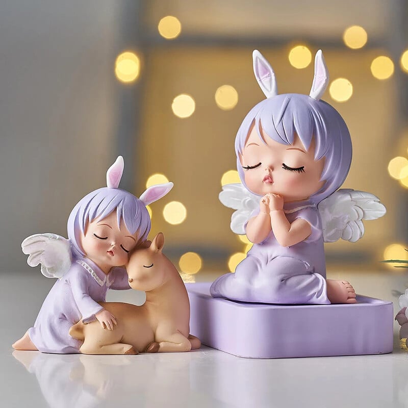 Kawaii Dekorácie do detskej izby Figúrky Interiérová soška anjela Doplnky do detskej izby Dievčenská rozprávková záhradná dekoratívna figúrka Dekorácia