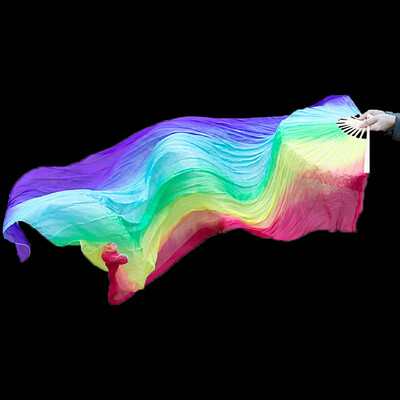 Дълго градиентно цветно танцово ветрило Симулирани ветрила от копринен плат за танцьори Упражнения за домашен декор Занаяти Почитатели Етнически танци Изпълнение