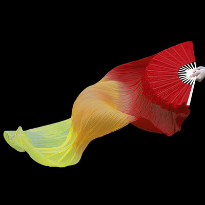 Дълго градиентно цветно танцово ветрило Симулирани ветрила от копринен плат за танцьори Упражнения за домашен декор Занаяти Почитатели Етнически танци Изпълнение