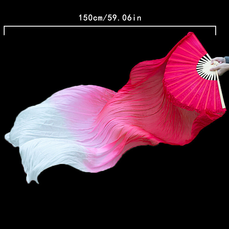 Дълго градиентно цветно танцово ветрило Симулирани ветрила от копринен плат за танцьори Упражнения за домашен декор Занаяти Почитатели Етнически танци Изпълнение