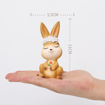 4 hüvelykes gyanta húsvéti nyuszi figura aranyos nyúldísz rajzfilm virág állati torta felső kerti dekoráció