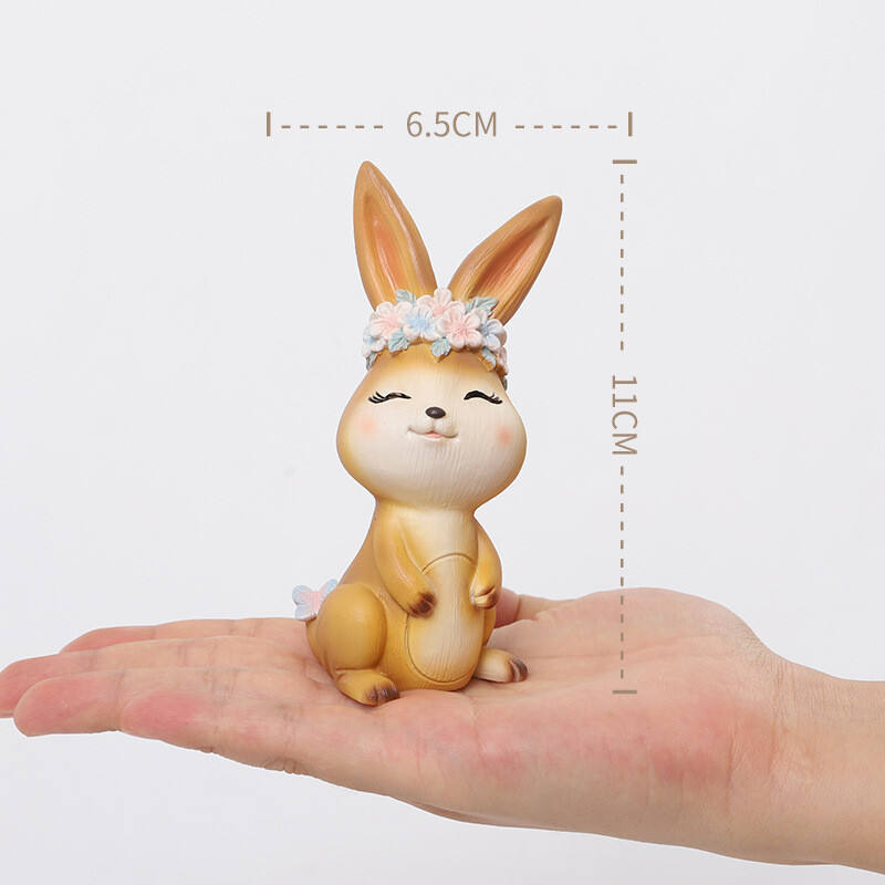 4 hüvelykes gyanta húsvéti nyuszi figura aranyos nyúldísz rajzfilm virág állati torta felső kerti dekoráció