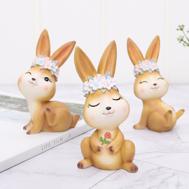4 hüvelykes gyanta húsvéti nyuszi figura aranyos nyúldísz rajzfilm virág állati torta felső kerti dekoráció