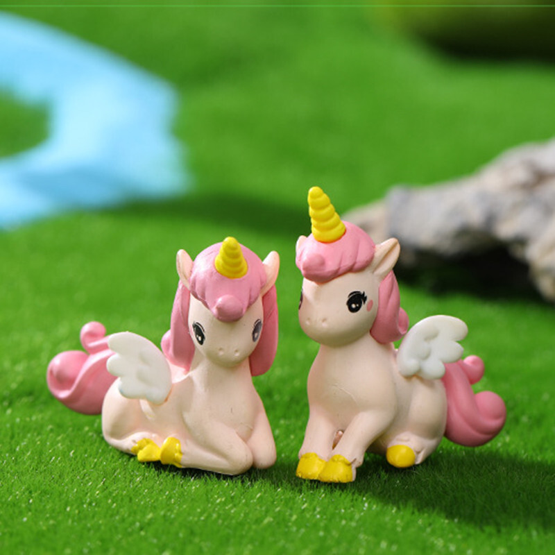 4 ks Roztomilý jednorožec Zvieracie Kreatívne Kreslené Figúrky Ornament Miniatúrne PVC Remeslo DIY Príslušenstvo Dekorácia