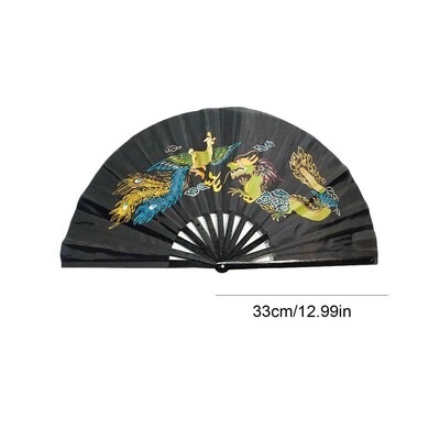 Bambusový ventilátor Kung Fu Tai Chi 33 cm, vysoko kvalitný ventilátor pre pravákov, ventilátory bojových umení, produkty Wushu 13-palcové ventilátory bojových umení