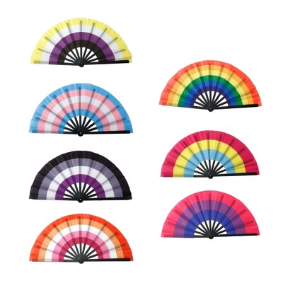 Rainbows Összecsukható ventilátor Színes rajongó LMBT-k Meleg Pride Party Nyári Hűsítő Fan Zenei Fesztivál Női Férfi Kellékek Könnyűsúly