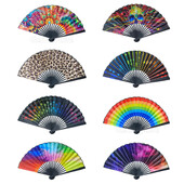 23cm klasický skladací ventilátor s potlačou čierneho bambusu, ručné ventilátory, dúhový chladiaci ručný ventilátor, darček pre festivalové vystúpenia a tanečné predstavenia