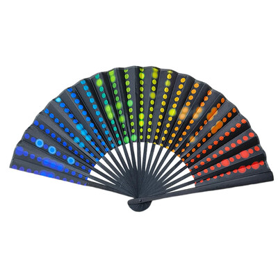 23cm klasický skladací ventilátor s potlačou čierneho bambusu, ručné ventilátory, dúhový chladiaci ručný ventilátor, darček pre festivalové vystúpenia a tanečné predstavenia