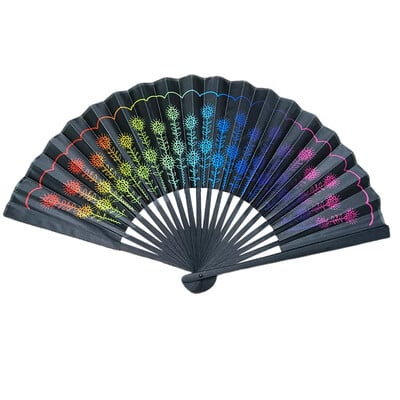 23cm klasický skladací ventilátor s potlačou čierneho bambusu, ručné ventilátory, dúhový chladiaci ručný ventilátor, darček pre festivalové vystúpenia a tanečné predstavenia