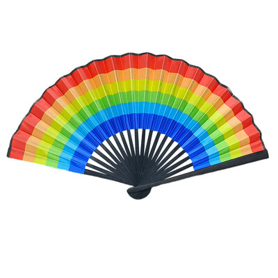 23cm klasický skladací ventilátor s potlačou čierneho bambusu, ručné ventilátory, dúhový chladiaci ručný ventilátor, darček pre festivalové vystúpenia a tanečné predstavenia