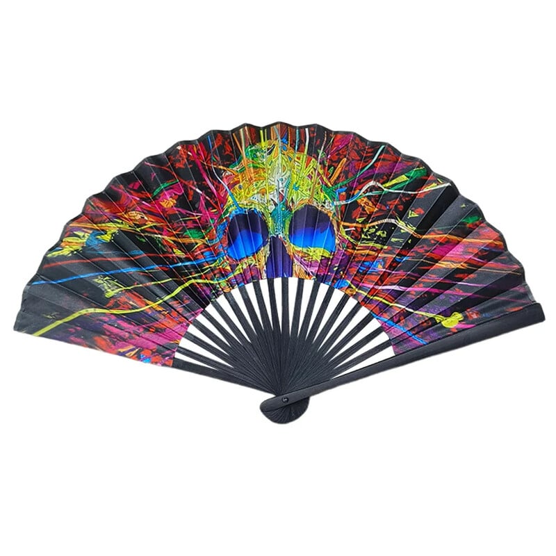 23cm klasický skladací ventilátor s potlačou čierneho bambusu, ručné ventilátory, dúhový chladiaci ručný ventilátor, darček pre festivalové vystúpenia a tanečné predstavenia
