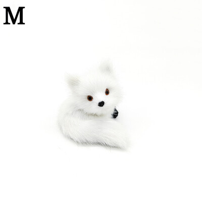 Mini ornament de vulpe de simulare de pluș, pentru birou, pentru birou, pentru decorare pentru birou, meșteșuguri, păpușă ghemuită, figurină cu animale, cadouri de Crăciun