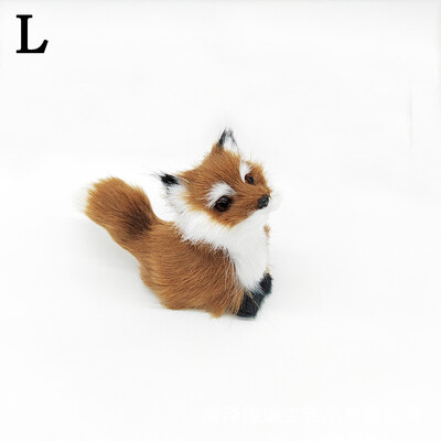 Mini ornament de vulpe de simulare de pluș, pentru birou, pentru birou, pentru decorare pentru birou, meșteșuguri, păpușă ghemuită, figurină cu animale, cadouri de Crăciun