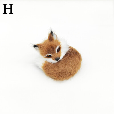 Mini ornament de vulpe de simulare de pluș, pentru birou, pentru birou, pentru decorare pentru birou, meșteșuguri, păpușă ghemuită, figurină cu animale, cadouri de Crăciun