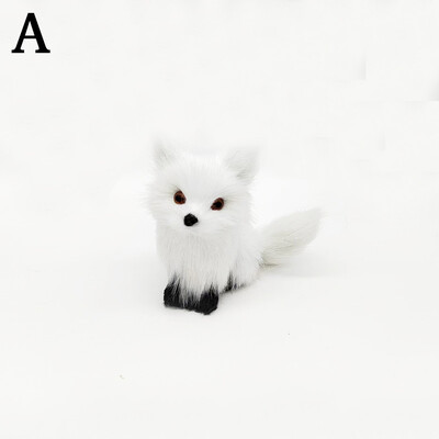 Mini ornament de vulpe de simulare de pluș, pentru birou, pentru birou, pentru decorare pentru birou, meșteșuguri, păpușă ghemuită, figurină cu animale, cadouri de Crăciun