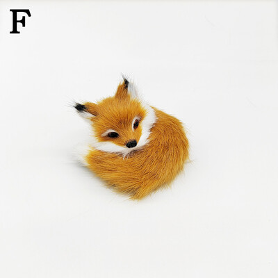 Mini ornament de vulpe de simulare de pluș, pentru birou, pentru birou, pentru decorare pentru birou, meșteșuguri, păpușă ghemuită, figurină cu animale, cadouri de Crăciun