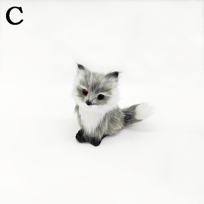 Mini ornament de vulpe de simulare de pluș, pentru birou, pentru birou, pentru decorare pentru birou, meșteșuguri, păpușă ghemuită, figurină cu animale, cadouri de Crăciun
