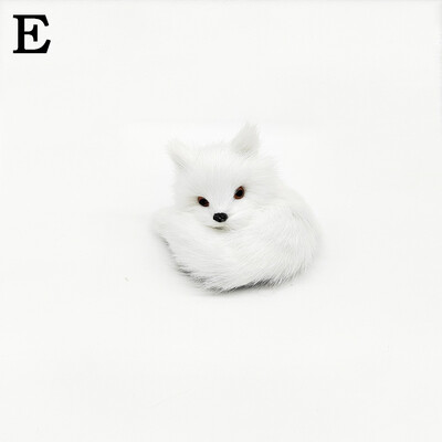 Mini ornament de vulpe de simulare de pluș, pentru birou, pentru birou, pentru decorare pentru birou, meșteșuguri, păpușă ghemuită, figurină cu animale, cadouri de Crăciun